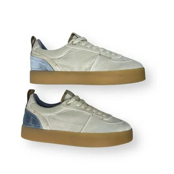 Steve Madden Women's Tucker Platform Sneaker Size 8.5 White Blue Velvet Velour - Picture 3 of 11